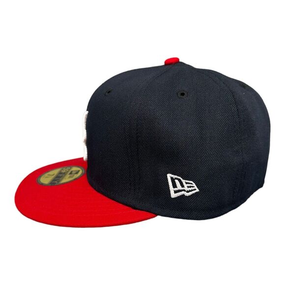 New‎ Era 59Fifty Atlanta Braves Navy Fitted Hat Men's Sz 7-1/8 - Picture 3 of 8
